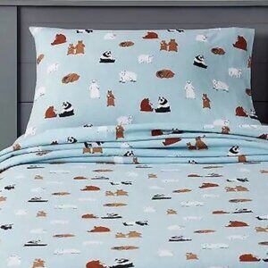 Pillowfort Twin Flannel Sheet Set Bears NEW